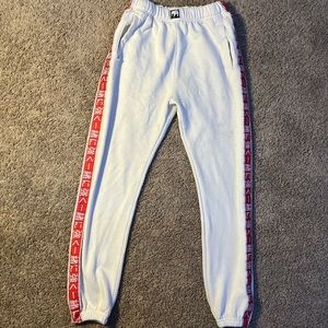 American stitch white sweat pants Japanese Characters